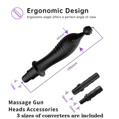 1pc Black Silicone Massage Head, Fascia Gun Massage Head, With Multiple Uses, Including Three Interfaces, Used For Fascia Gun