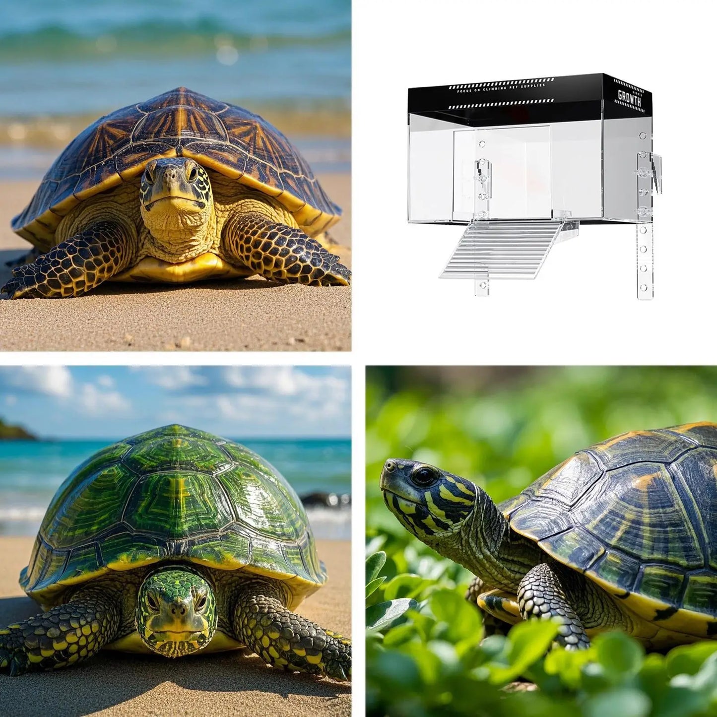 Turtle Tank Basking Area Anti-Slip Reptile Resting Land Animal Observation With Ramp Aquatic Terrapin Enclosure Cage for Living