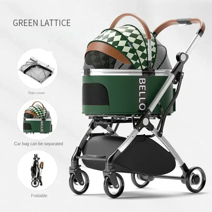 Detachable Aluminum Tube Pet Stroller Foldable Travel Trolley Portable Outdoor Walking Carrier For Cats Puppies Dogs