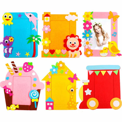 3Pcs/set DIY Cartoon Animal 6 Inch Photo Frame Children Handmade Craft Art Toys for Kids Girl Home Decor Kindergarten Applique