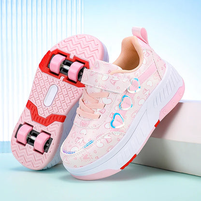 Roller Skate Shoes Kids Sneakers With Wheels Children Roller Skates Fashion Outdoor Sports Shoes Girls Boys Gifts Breathable New