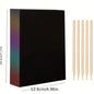 50 pcs Scratch Paper Kids Rainbow Magic Scratch Off Paper Sheets Art Craft Kit Black Note Paper Drawing Pads with Stencils