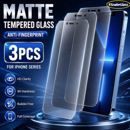 Matte Tempered Glass For iPhone 17 Pro Air 16 15 14 13 12 11 Pro Max XS 8 7+ Anti Fingerprint Anti Scratch Screen Protector Film