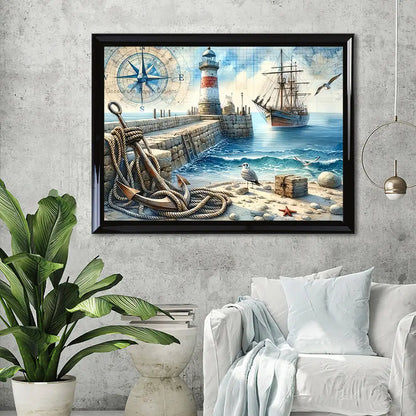 HUACAN Diamond Mosaic Novelties Ship Lighthouse Bird Animal Landscape Full Square Round Diamond Painting Kits Home Decoration
