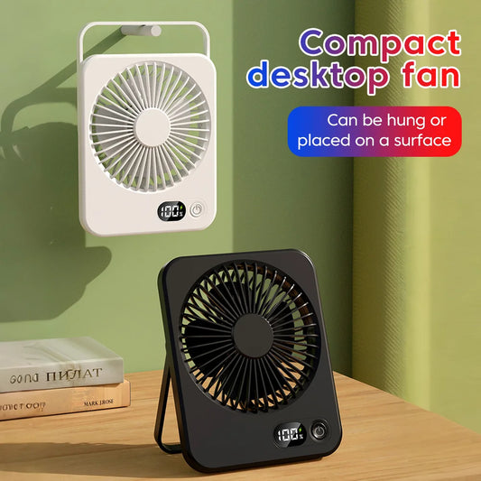 Mini Portable Desktop Fan 5 Speed Adjustment Type C Rechargeable Table Fan Small LED Fan For Student Dormitory Home Desk Office