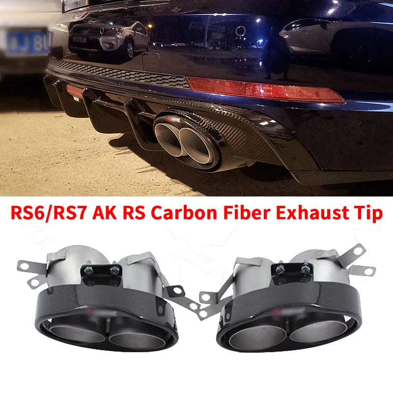 2 Teile/Los Kohle Faser Auspuffspitze für Audi A3 A4 A5 A6 A7 RS3 RS4 RS5 RS6 RS7 Schall Dämpfer Spitze Endrohr Auspuff Anlage