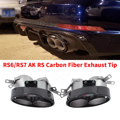 2 Teile/Los Kohle Faser Auspuffspitze für Audi A3 A4 A5 A6 A7 RS3 RS4 RS5 RS6 RS7 Schall Dämpfer Spitze Endrohr Auspuff Anlage
