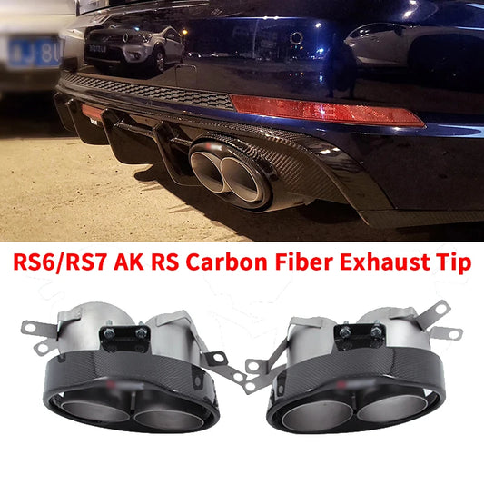 2 Teile/Los Kohle Faser Auspuffspitze für Audi A3 A4 A5 A6 A7 RS3 RS4 RS5 RS6 RS7 Schall Dämpfer Spitze Endrohr Auspuff Anlage