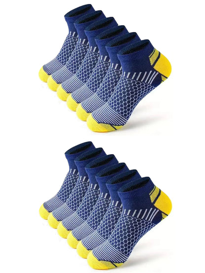 12Pairs High Qualit Athletic Socks Men's Ankle Socks Running Cyclling Waist Honeycomb Design And Firm Sports Leisure Socks Gifts