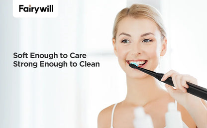 Fairywill FW507 Electric Sonic Toothbrush USB Charger Tooth 8Brush Replacement Waterproof Electronic Toothbrush with Travel Case
