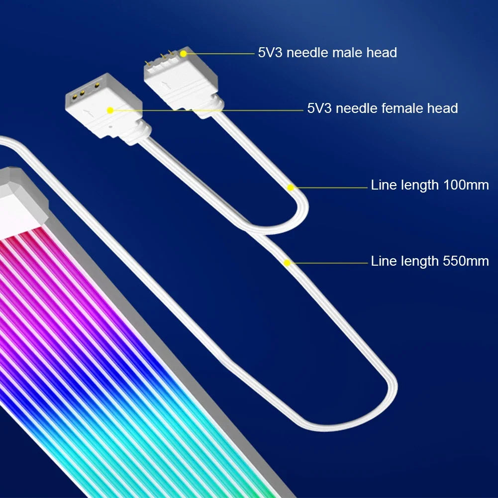 5V 3Pin ARGB Sync PC Cable 8/24PIN Motherboard Power Extension Cable Flexible LED Strip Light DIY Kit Video Card 8Pin 6PIN Cable
