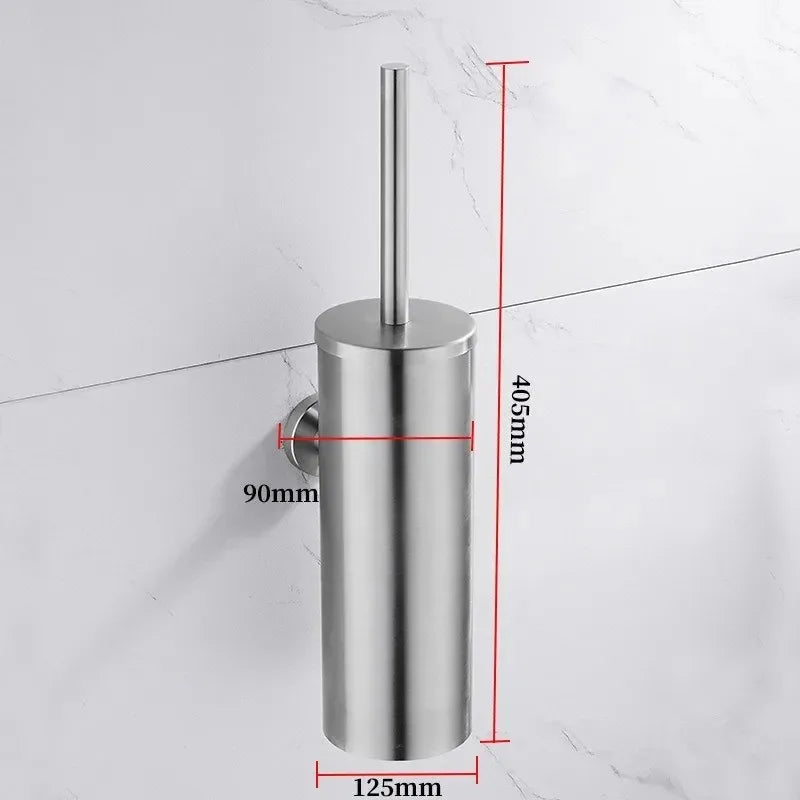 304 Stainless Steel Wall Mounted Bathroom Scrubber, Odor Proof Hanging Toilet Bowl Cleaning Brush with Holder