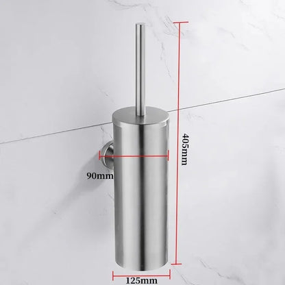 304 Stainless Steel Wall Mounted Bathroom Scrubber, Odor Proof Hanging Toilet Bowl Cleaning Brush with Holder
