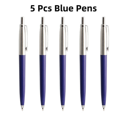 5Pcs/Set Metal Ballpoint Pen Promotional Pens G2 Refill Blue Ink Automatic Ballpoint Pens Set For School stationery office Pen