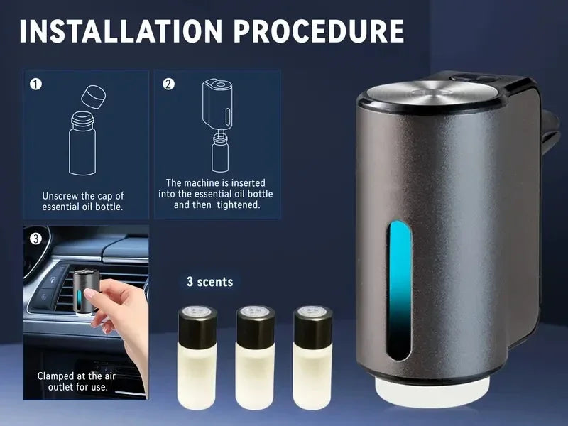 Car Air Freshener, Three Strengths Adjustable, Car Aromatherapy Machine, Portable Freshener Perfume Fragrance