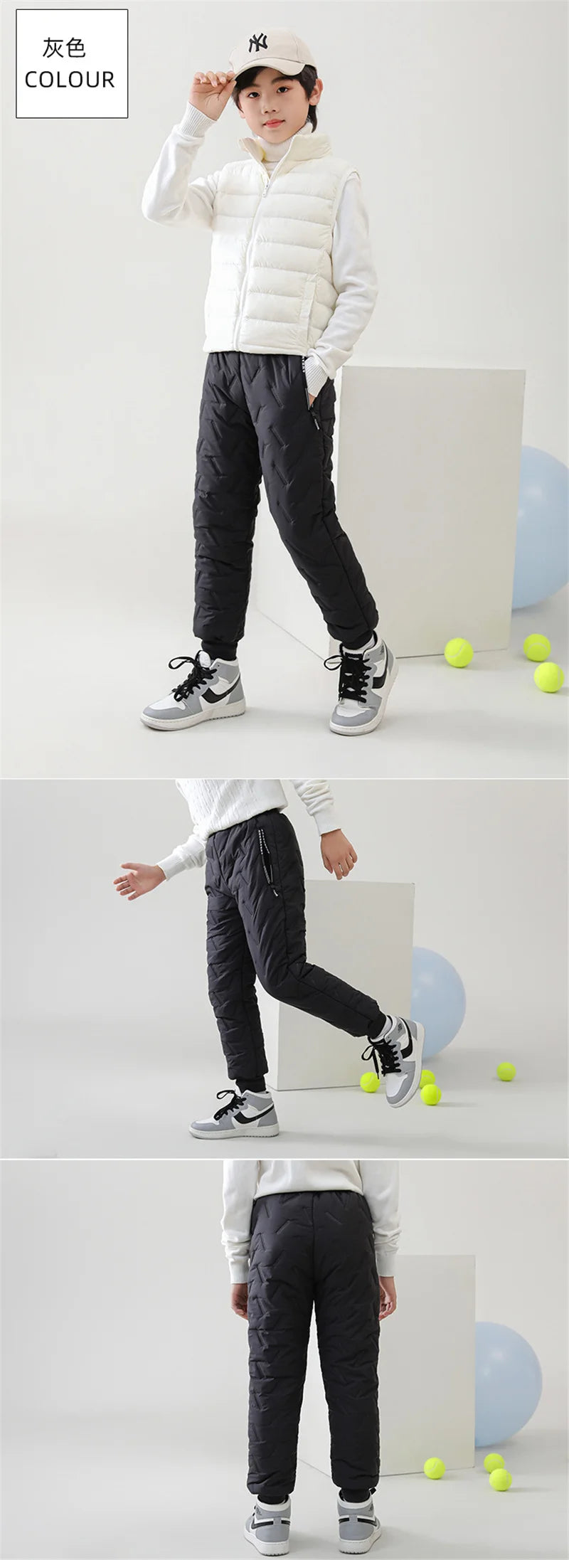 Winter Padded Pants Kids Thick Plus Velvet Warm Trousers Boys Lamb's Wool Cotton Long Pants Autumn Children Casual Sports Pants
