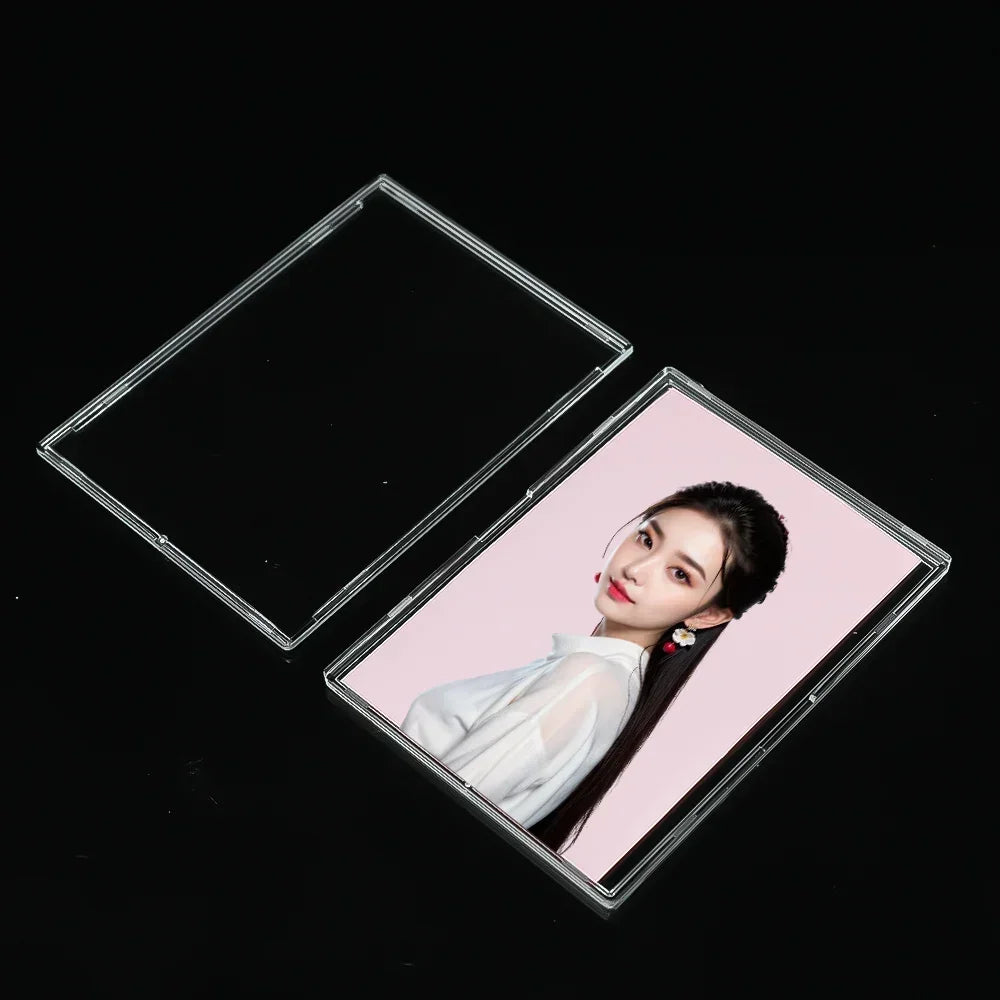 Transparent acrylic card storage clip-type game sports trading card display box K-pop idol photo protective cover non-magnetic