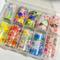 New Flower Nail Foils for Transfer Paper Stickers Floral Adhesive Fruit Nails Wraps Fish DIY Water Marble Nail Art Decorations