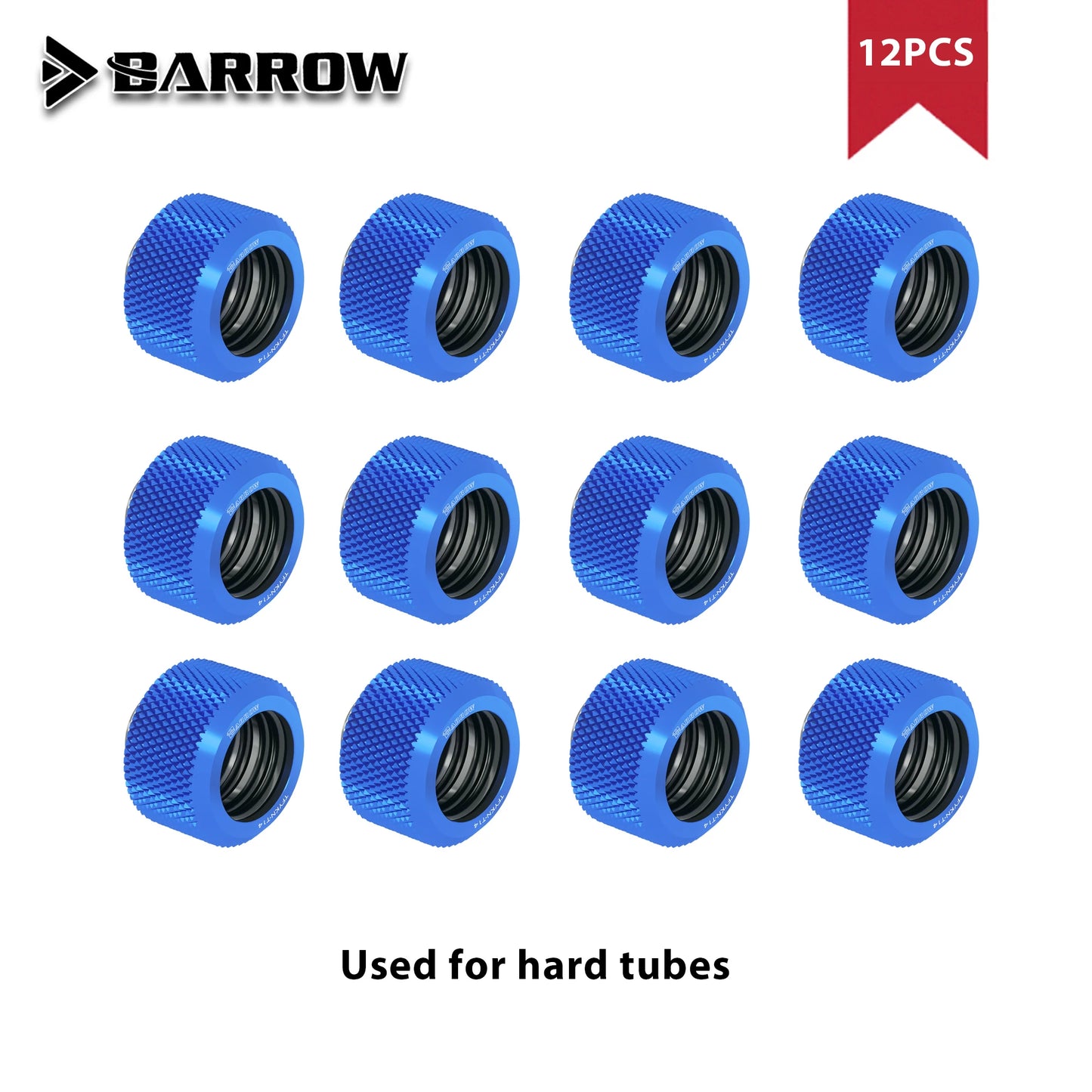 Barrow 12 PCS G1/4” Thread OD12/14/16mm Hard Tube Fitting Kit Anti-off Adapter Compression Connector for Computer Water Cooling