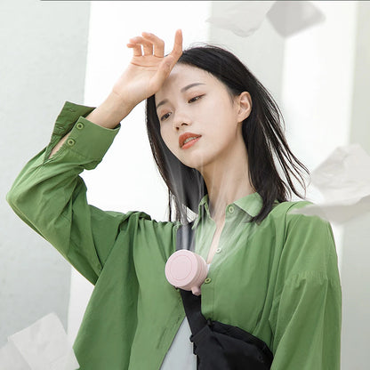 Mini Clip Fan Hanging Waist Neck Fan Girl Electric Air Cooling Fan 900mah USB Leafless Fan 3 Speeds Portable Cooler Air