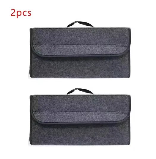 Gray Anti Slip Compartment Boot Storage Organizer Tool Car Storage Bag Car Trunk Organizer Soft Felt Storage Box Car Accessories
