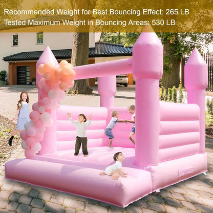 Commercial Pink Inflatable Bounce House Castle with Air Blower White Jumper Wedding Bouncy Castle with Canopy Covering