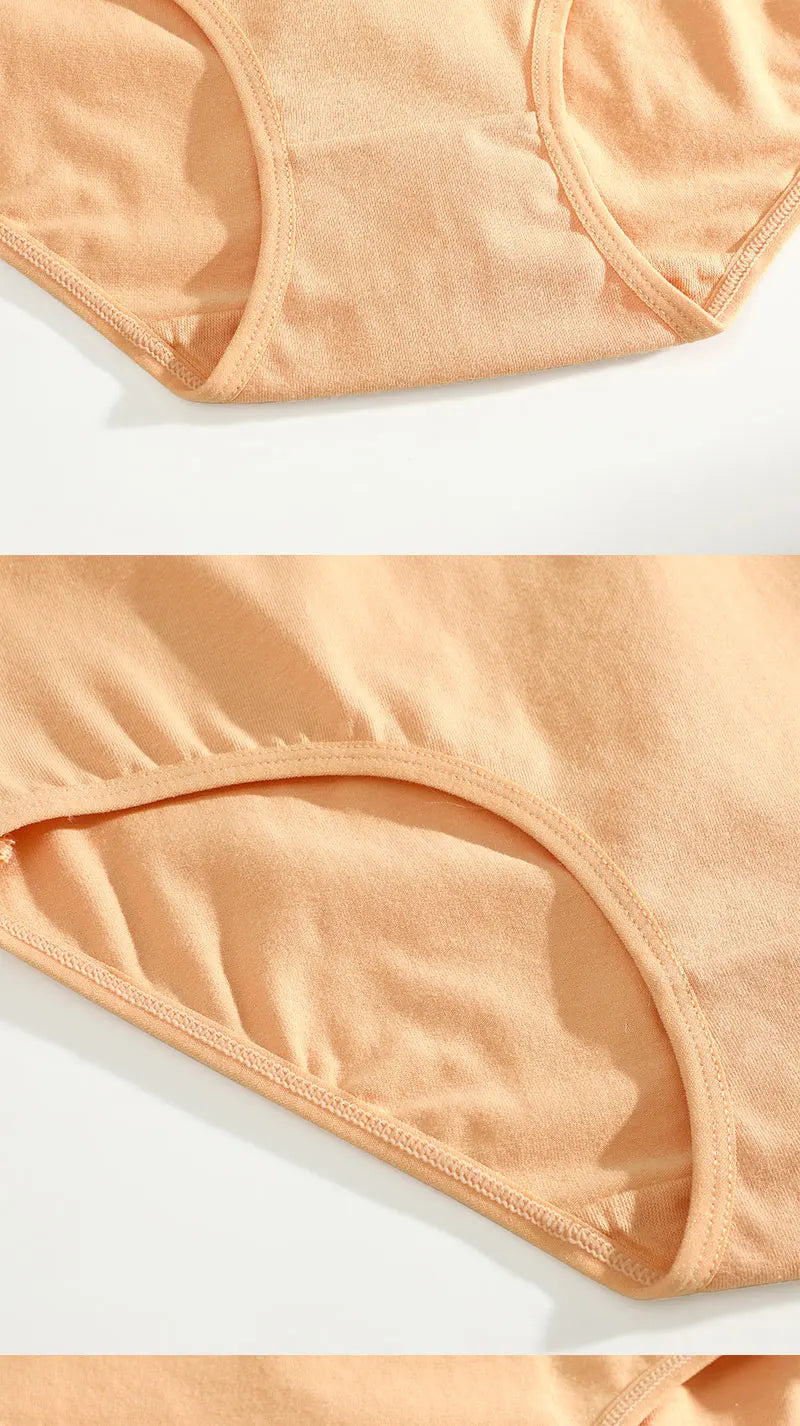 FINETOO 5Pcs Cotton Women Panties High Waist Breathable Soft Ladies Underwear Elastic Waistband Briefs S-XXL Comfortable Briefs