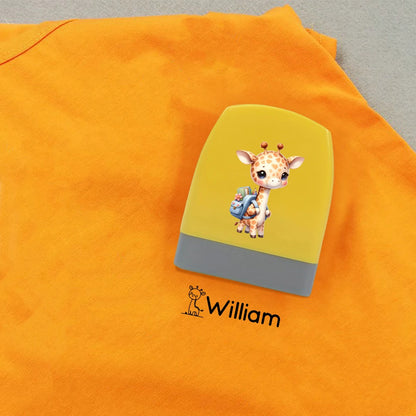 Cartoon Giraffe Customized Name Stamps for Kids,Personalized Waterproof Stamp for Clothing Name Seal for Student&Child