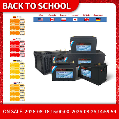 12V/24V LiFePO4 Battery with BMS - 30/50/100/120/135/300Ah for Golf Cart, Solar, RV, EV - Long Lifespan