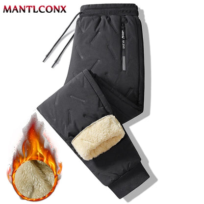 New Fleece Warm Winter Men's Pants Casual Thicken Joggers Pants for Men Thermal Padded Trousers Black Sweatpants Men Waterproof