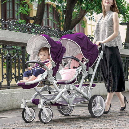 Foldable Twin Baby Stroller,Double Seat Baby Stroller for Two Babies,Shock-absorbing Twin Baby Stroller,Multi-function