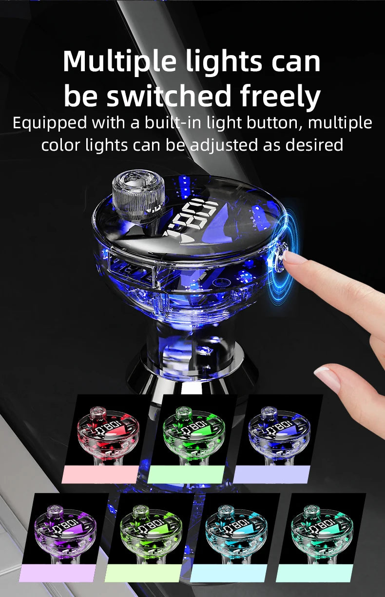 Transparent Car Bluetooth 5.4 FM Transmitter Handsfree Wireless Car Kit Colorful Light Car Charger Mp3 Player FM Modulator