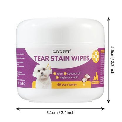 1-Pack Gentle Pet Eye Wipes - Plant Extracts No Irritation Tear Stain Remover for Cats Dogs Portable Eye Care Essentials