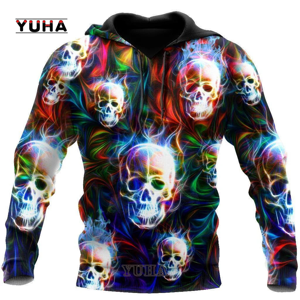 Dark  Red Skull Tattoo 3D All Over Printed Men's Hoodie & Sweatshirt Spring and  Autumn Unisex  Hoodies Casual Sportswear