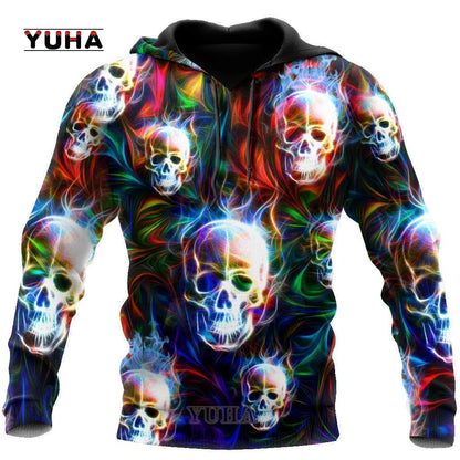 Dark  Red Skull Tattoo 3D All Over Printed Men's Hoodie & Sweatshirt Spring and  Autumn Unisex  Hoodies Casual Sportswear