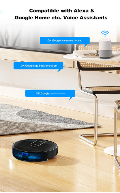 Robot Vacuum Cleaner LIECTROUX N7S-U,Smart Mapping,WiFi App,6KPa,5200MAH ,Brushless Motor,Ideal for Pet Hair