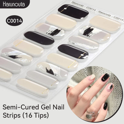Gradient Auroras Semi Cured Gel Nail Strips Sparkly Shinning DIY Gel Polish Stickers for Nails Works with UV/LED Nail Lamps