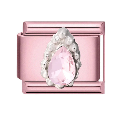 2025 New Women Romantic Pink Cherry Heart Shiny CZ Italian Charm Links Fit 9mm Bracelet Stainless Steel DIY Making Jewelry Gifts