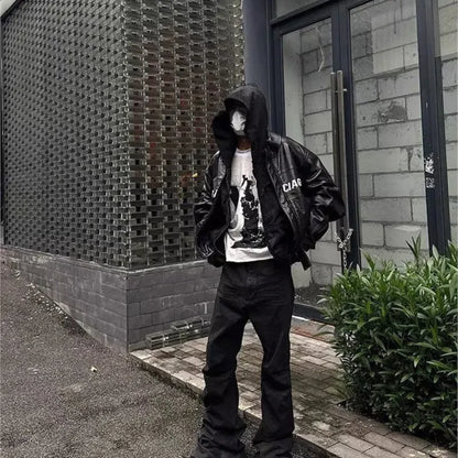 Y2K Washed Jeans Gothic Vintage Micro Flared Middle Waisted Zipper Pants Women Men Streetwear High Quality Design Sense Trousers