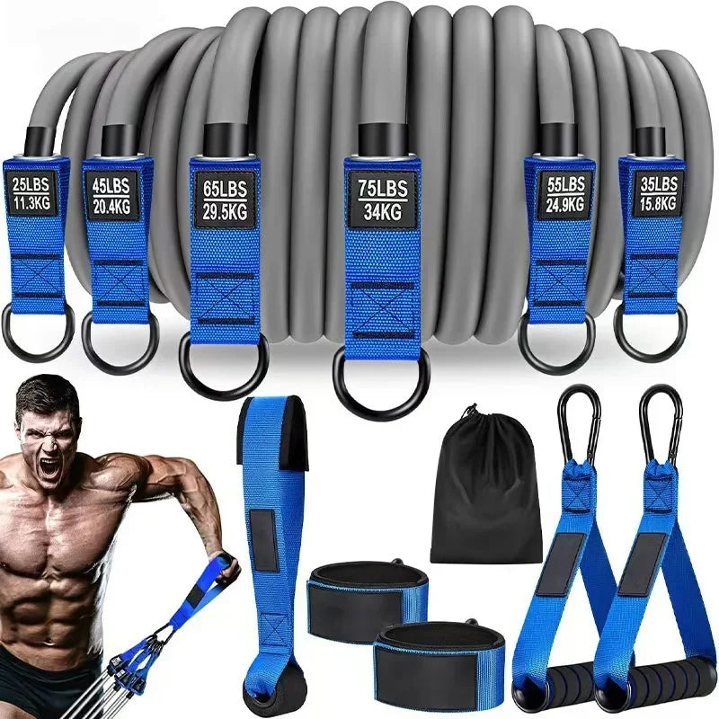 Resistance strap with handle used for muscle training, strength building body shaping, yoga, home fitness equipment - natural