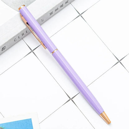 50 Pcs Metal Ballpoint Pen Rose Gold Pen Custom Logo School&office Supplies Stationery Business Gift Lettering Engraved Name