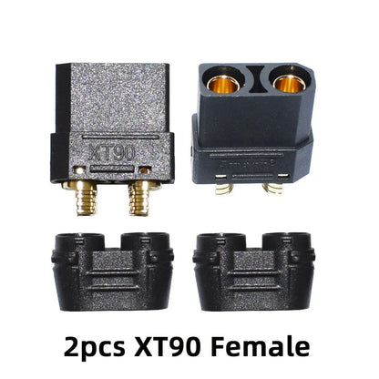 Amass XT90E-M Battery Connector XT90E Male Plug Gold-Plated Connector with PVC Protective Sleeve Dust Cap for RC Aircraft Drone