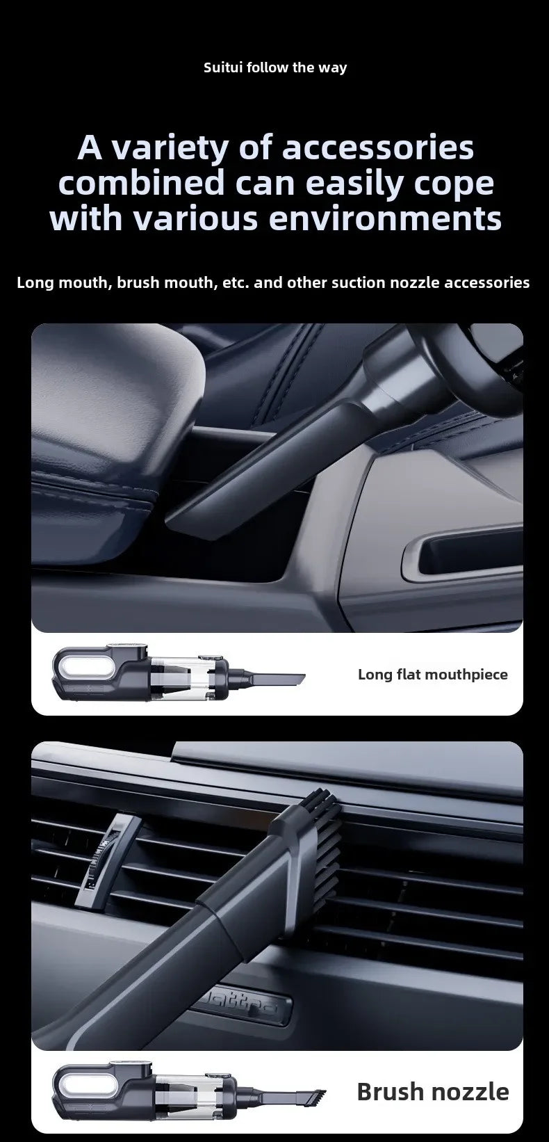 Wireless Portable Brushless Vacuum Cleaner, Multifunctional High Power Mini Handheld Vacuum & Dust Blower 2-in-1 for Household Sofa Keyboard Car Interior Cleaning
