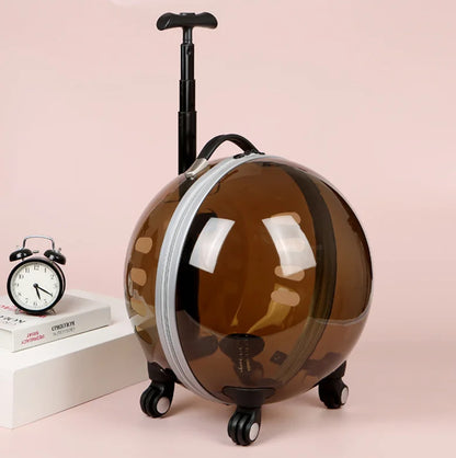 Custom Luxury Transparent Capsule Pet Travel Trolley New Strollers for Puppies Dogs Cats Comfortable Carriers Bag Wheel Trolley