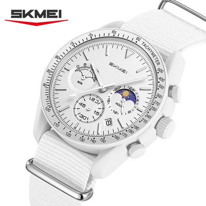 SKMEI 9392 Quartz Chronograph Watches Men Women Date 30M Waterproof Sport Wristwatch Fashion Nylon Strap Watch Gifts Reloj Mujer