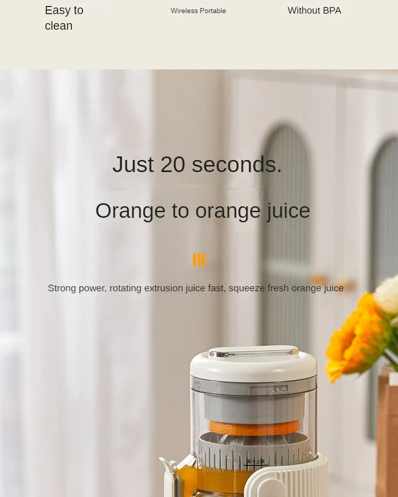 Rechargeable Electric Citrus Juicer Orange Juice Machine Extra Large Caliber Residue Separation