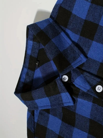 Spring and Autumn Fashion Cotton Long Sleeve Men's Shirt New Brushed Red Plaid Business Leisure Fit Flannel No iron