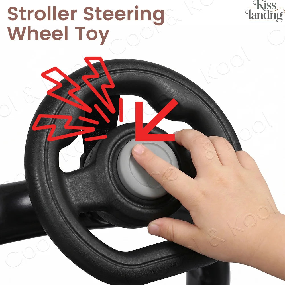 Stroller Steering Wheel  Fun Honking & 360° Rotation to Engage & Calm Fussy Riders, Easy-Attach Design