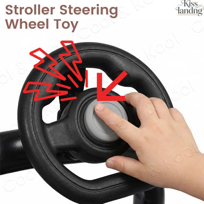 Stroller Steering Wheel  Fun Honking & 360° Rotation to Engage & Calm Fussy Riders, Easy-Attach Design