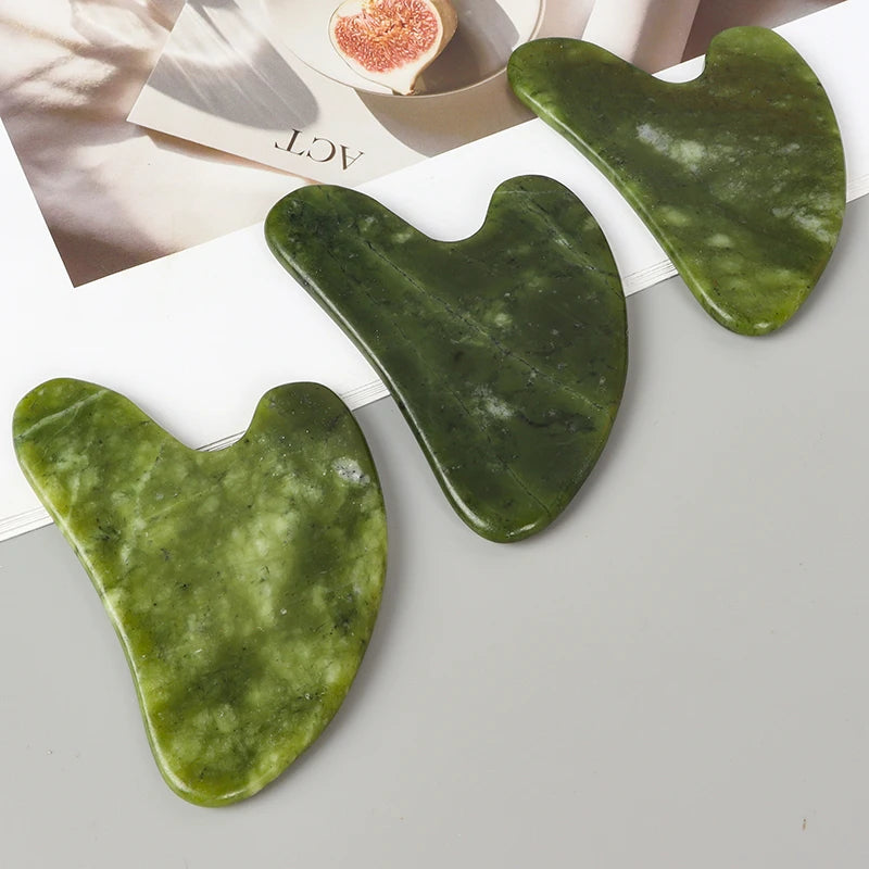 Helu Jade Gua Sha Tool Xiuyan Jade Heart-shape Massager Neck Massage Natural Massager Jade Guasha Scraper